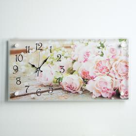 Часы-картина настенные, серия: Цветы, "Розы", 26х52  см