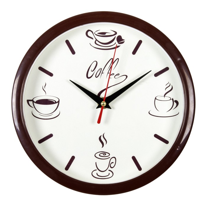 Часы настенные, интерьерные "Coffee", d-22 см, бесшумные, корпус коричневый - Фото 1