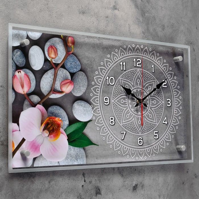 Часы-картина настенные, серия: Цветы, "Спа", плавный ход, 35 х 60 см - фото 1883337932