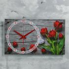 Часы-картина настенные, серия: Цветы, "Красные тюльпаны", плавный ход, 35 х 60 см - Фото 1