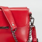 Сумка женская на молнии, отдел с перегородкой, наружный карман, длинный ремень, цвет красный - Фото 4