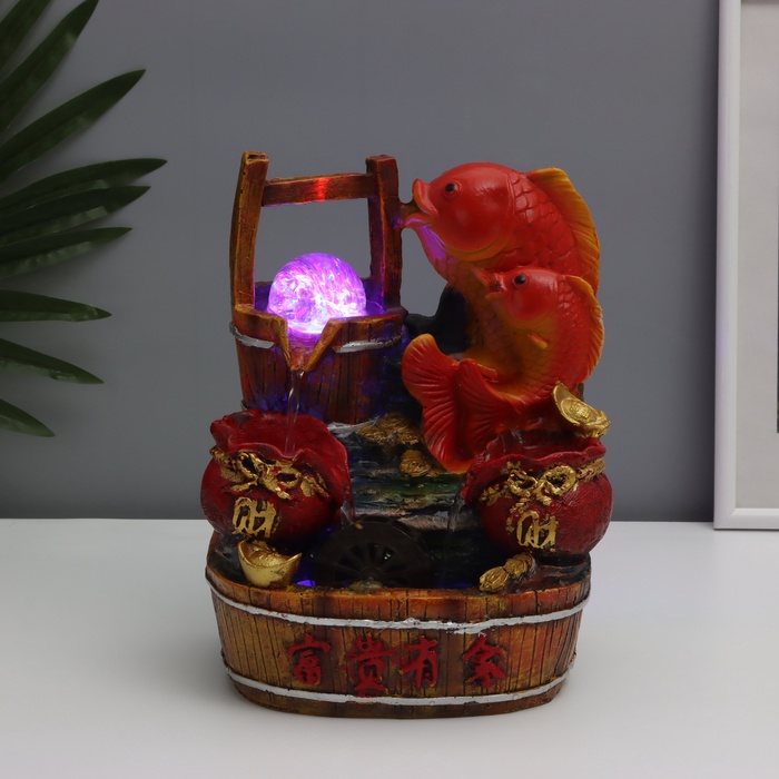 Фонтан настольный «Два карпа у водяной мельницы», от сети, 26×21×16 см