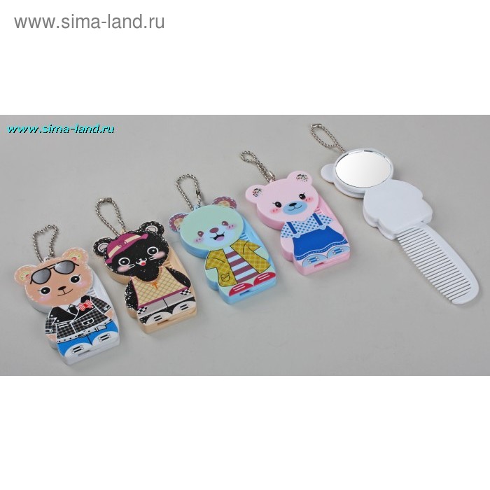 Зеркало складное с расчёской, фигурное, без увеличения, цвета МИКС - Фото 1