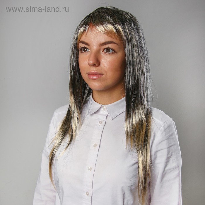 Карнавальный парик "Мелирование", чёрные волосы, 120 г - Фото 1