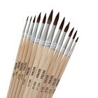 Набор кистей для рисования, белка, 12 штук: № 1, 2, 3, 4, 5, 6, 7, 8, 9, 10, 11, 12, круглые, деревянная ручка, международный размер 2691075