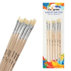 Набор кистей для рисования, щетина, 6 штук: № 1, 2, 3, 4, 5, 6, плоские, деревянная ручка, международный размер 2691076