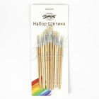 Набор кистей, щетина, плоские, 12 шт.: №1, 2, 3, 4, 5, 6, 7, 8, 9, 10, 11, 12, с деревянными ручками, на блистере - Фото 2