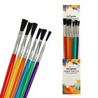 Набор кистей нейлон 6 штук, плоские, с пластиковыми цветными ручками - фото 297975958