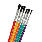 Набор кистей нейлон 6 штук, плоские, с пластиковыми цветными ручками - Фото 2