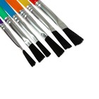 Набор кистей нейлон 6 штук, плоские, с пластиковыми цветными ручками - фото 8362939