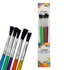 Набор кистей нейлон 5 штук, плоские, с пластиковыми цветными ручками - Фото 1
