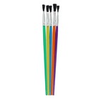 Набор кистей нейлон 5 штук, плоские, с пластиковыми цветными ручками - фото 8362942