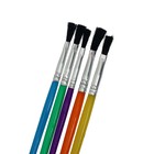 Набор кистей нейлон 5 штук, плоские, с пластиковыми цветными ручками - Фото 3