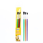 Набор кистей нейлон, 3 штуки, плоские, с пластиковыми, цветными ручками - фото 8362952