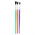 Набор кистей нейлон, 3 штуки, плоские, с пластиковыми, цветными ручками - фото 8362953