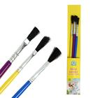 Набор кистей нейлон, 3 штуки, плоские, с пластиковыми, цветными ручками - фото 8362956