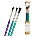 Набор кистей нейлон, 3 штуки, плоские, с пластиковыми, цветными ручками - фото 8362959