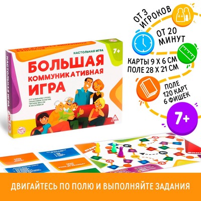 Настольная развлекательная игра «Большая коммуникативная игра», 120 карт, 6 фишек, игровое поле, 7+