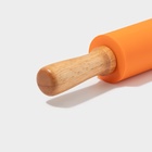 Скалка Доляна «Валенсия», 43×5.5 см, рабочая часть 19.5 см, оранжевая - Фото 3