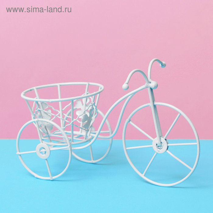 Подставка для цветов "Велосипед" корзинка с цветком 16х22х33 (кашпо диам. верх-15см, низ-9см - Фото 1
