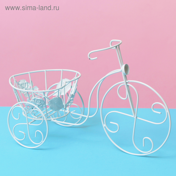 Подставка для цветов "Велосипед" корзинка-сердце (d-10см) 16*37*22,6 см - Фото 1