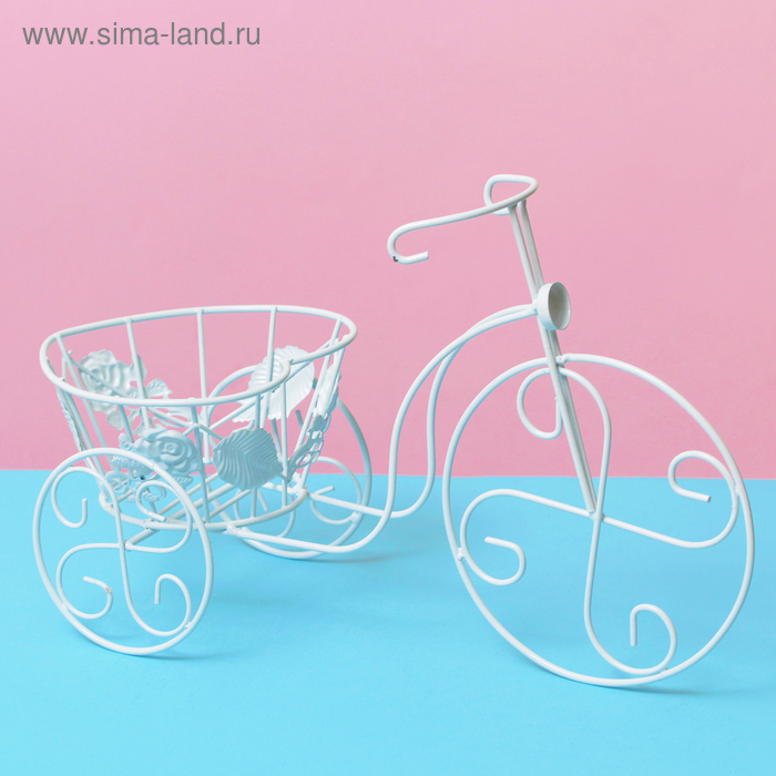 Подставка для цветов "Велосипед" корзинка-сердце (d-10см) 16*37*22,6 см - Фото 1