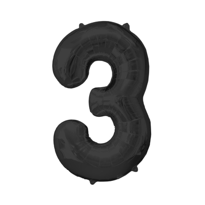 Шар фольгированный 16" Цифра 3, индивидуальная упаковка, цвет чёрный