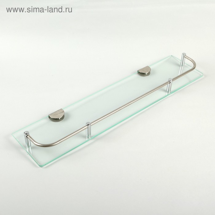 Полка для ванной комнаты, нержавеющая сталь, стекло - Фото 1