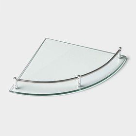 Полка угловая для ванной комнаты, 24×24×4 см, металл, стекло Ош