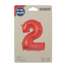 Шар фольгированный 16" Цифра 2, индивидуальная упаковка, цвет красный - Фото 2