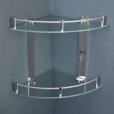 Полка угловая 2-х ярусная, 23×23.5×28 см, нержавеющая сталь