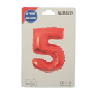 Шар фольгированный 16" Цифра 5, индивидуальная упаковка, цвет красный - Фото 2
