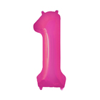 Шар фольгированный 16" Цифра 1, индивидуальная упаковка, цвет розовый - Фото 1