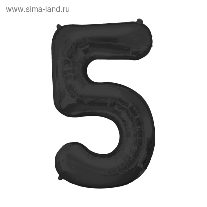 Шар фольгированный 32" Цифра 5, индивидуальная упаковка, цвет чёрный - Фото 1