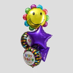 Букет из шаров "С днем рождения", ромашка, фольга, набор из 5 шт.