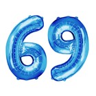 Шар фольгированный 32", цифра 6, индивидуальная упаковка, цвет синий - Фото 2