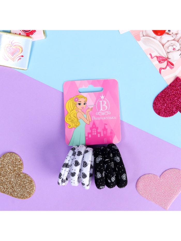 Резинки для волос «Спорт», набор 6 шт., сердечки, МИКС - Фото 1