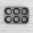 Форма для выпечки Доляна «Жаклин. Круг», 31,6×21,8×3,5 см, 6 ячеек, антипригарное покрытие, цвет чёрный - Фото 2