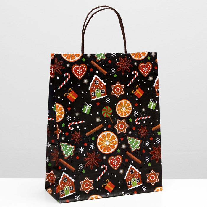 Пакет крафт "Корица и апельсин", 22 х 11 х 32 см - Фото 1