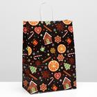 Пакет крафт "Корица и апельсин", 22 х 11 х 32 см - Фото 3