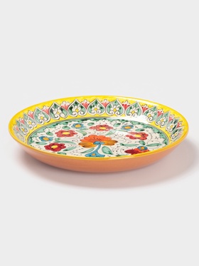 Ляган узбекский Риштанская Керамика «Турецкий узор», d=25 см, жёлтый