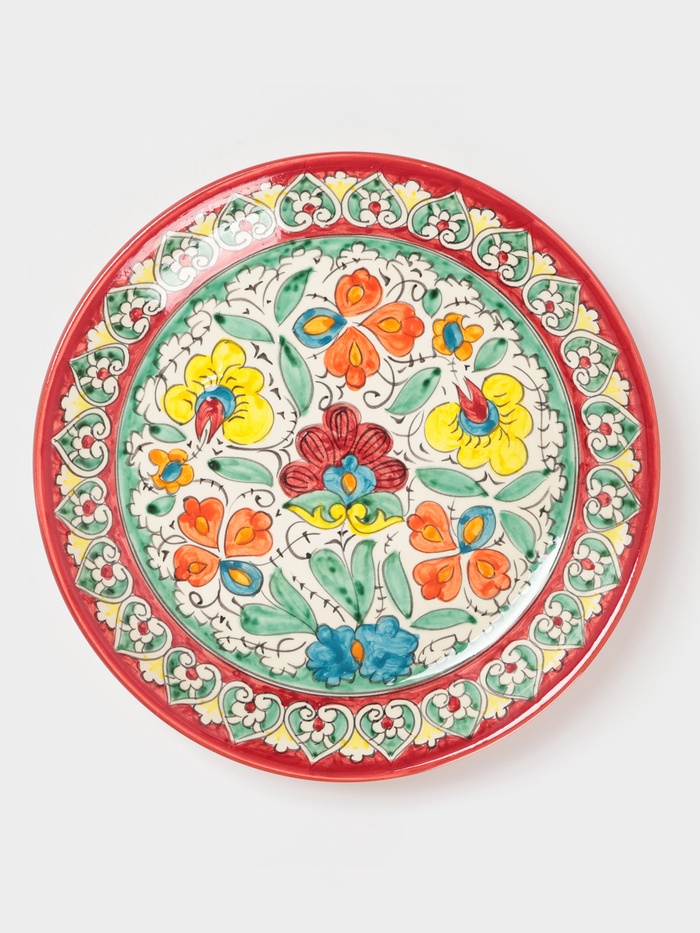 Ляган узбекский Риштанская Керамика «Турецкий узор», d=24.5 см, красный - Фото 1
