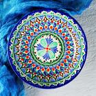 Тарелка Риштанская Керамика "Цветы",  22 см, синяя - Фото 2