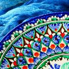 Тарелка Риштанская Керамика "Цветы",  22 см, синяя - Фото 4