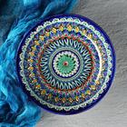 Тарелка Риштанская Керамика "Цветы",  22 см, синяя - Фото 5
