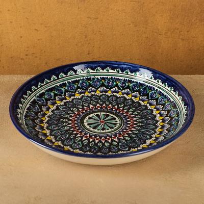 Ляган узбекский Риштанская Керамика «Узор», d=25 см, синий