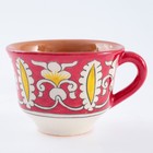 Чайная пара Риштанская Керамика "Узоры", 100 мл, (тарелка 10см, чашка 7,5см), красная - Фото 4