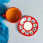 Чайная пара Риштанская Керамика "Узоры", 100 мл, (тарелка 10см, чашка 7,5см), красная - Фото 8