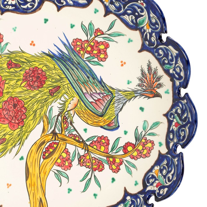 Ляган Риштанская Керамика "Жар птица", 42 см, синий, рифлённый - фото 1905445402