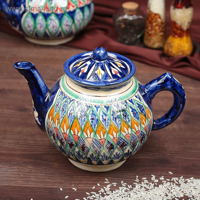 Чайник заварочный Риштанская Керамика «Узоры», 1 л, МИКС - Фото 1